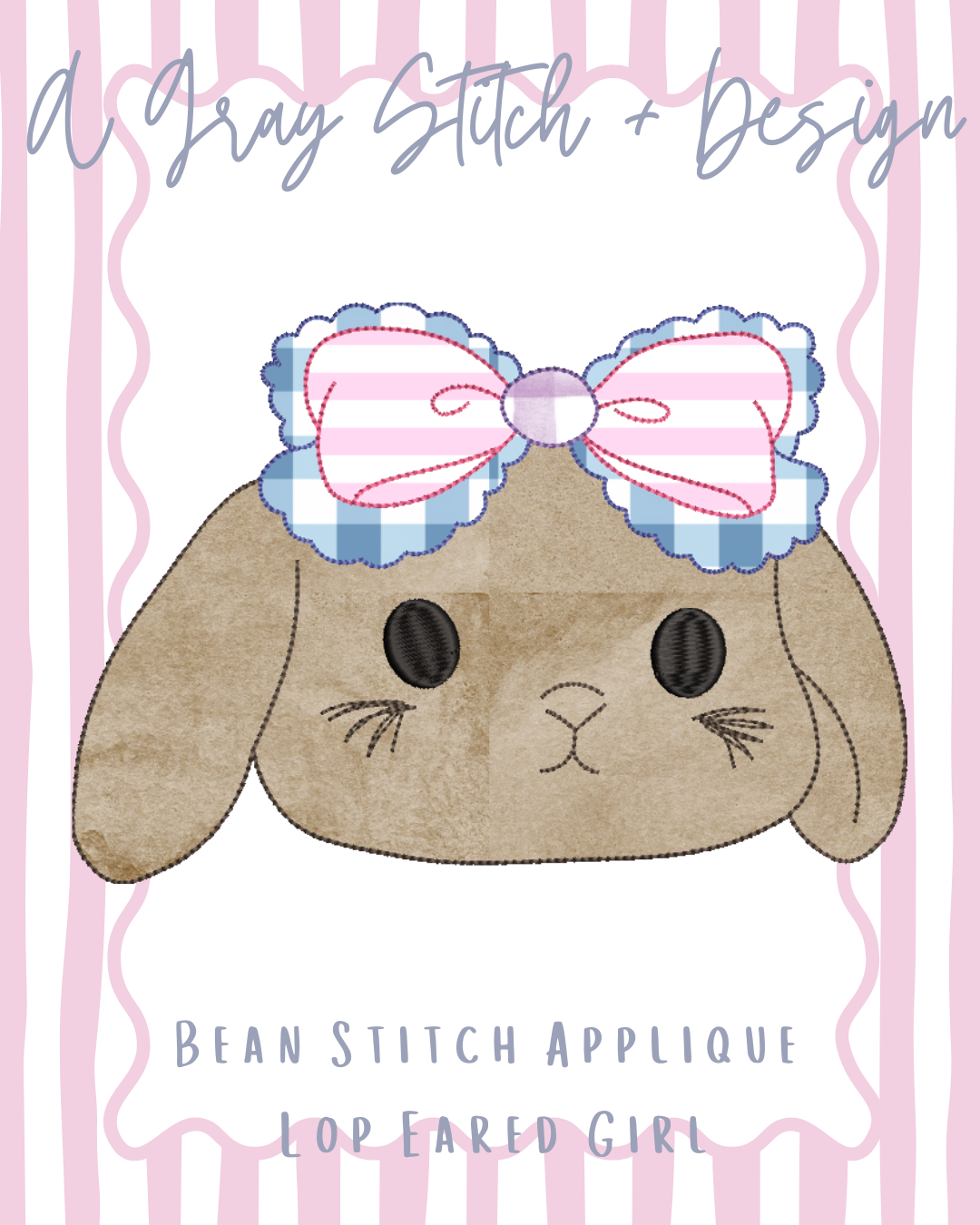 Bean Stitch Applique Lop Eared Bunny Girl