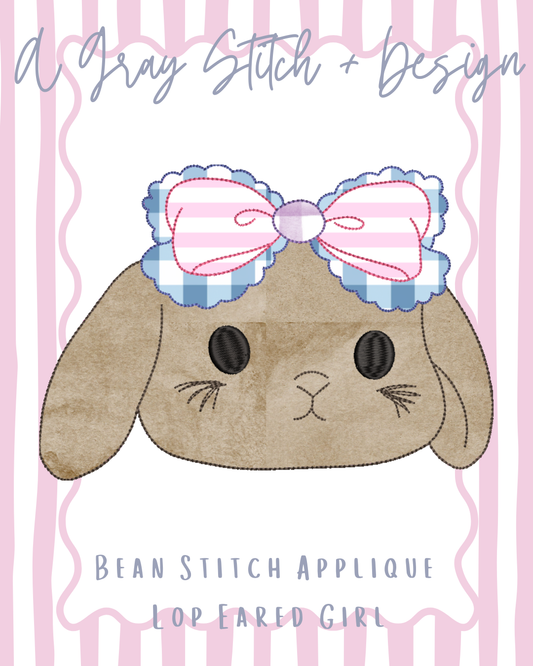 Bean Stitch Applique Lop Eared Bunny Girl
