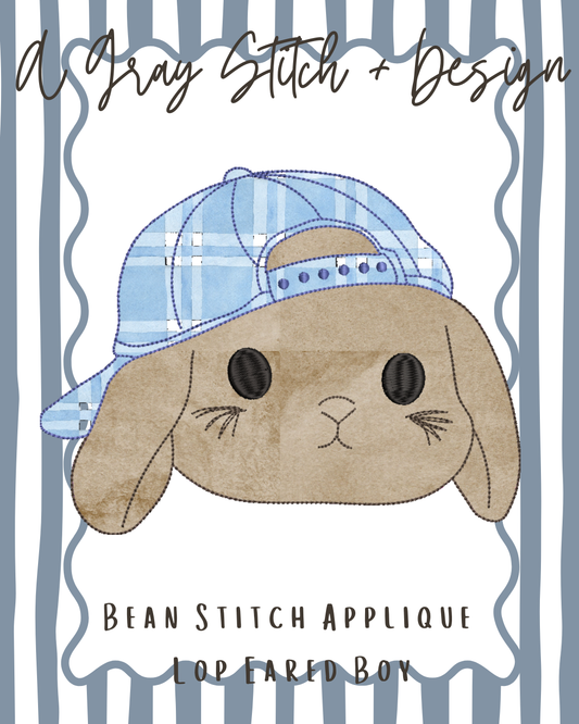 Bean Stitch Applique Lop Eared Bunny Boy