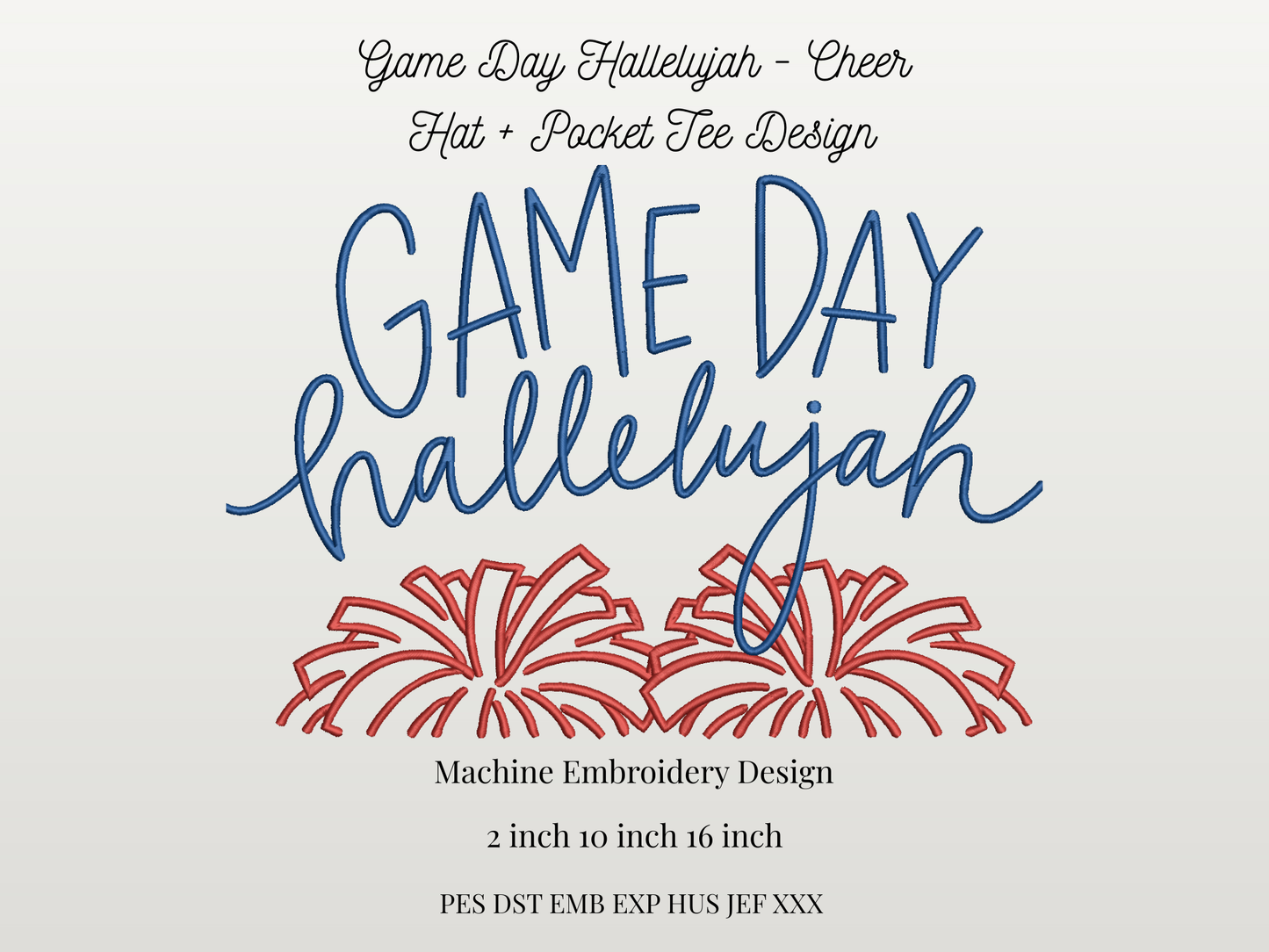 Game Day Hallelujah Embroidery Design | Cheer