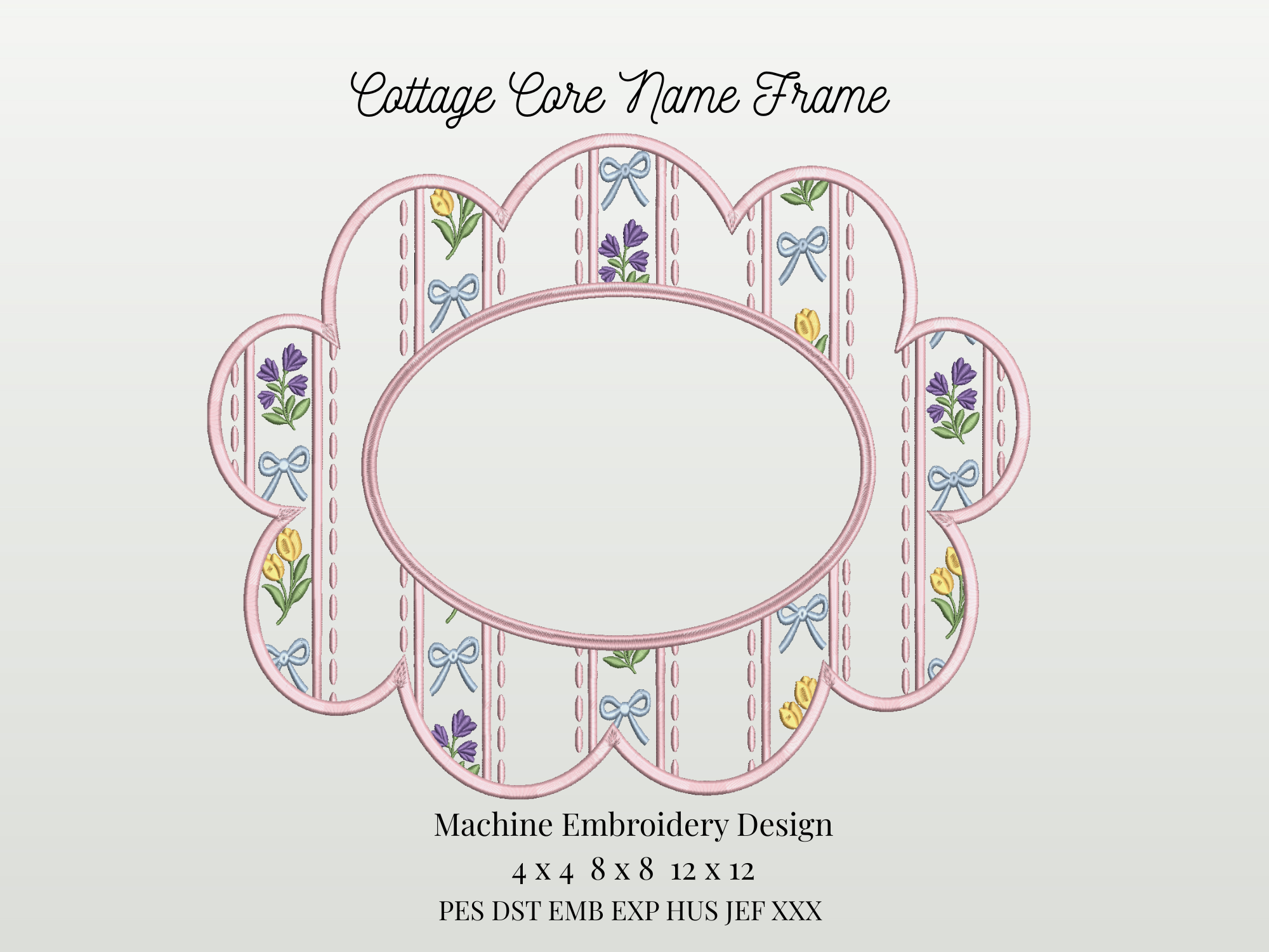 Cottage Core Scallop Name Frame – A Gray Stitch and Design
