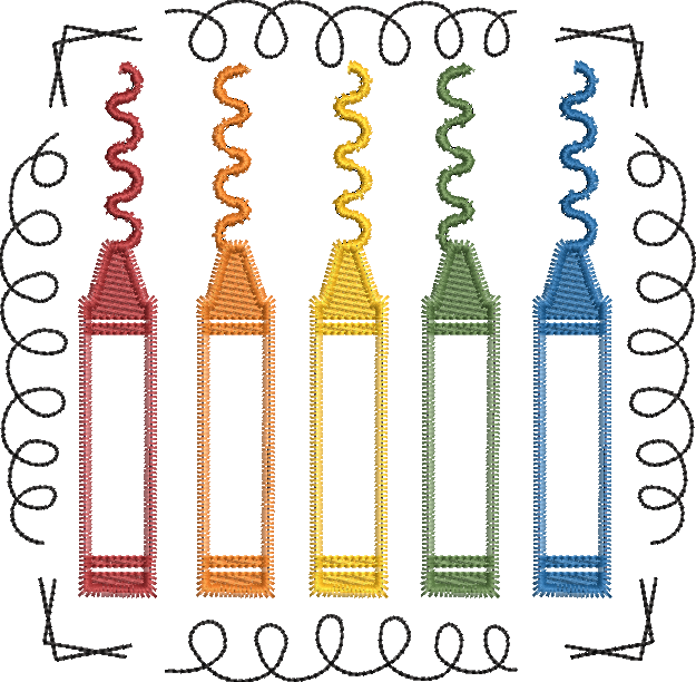 Zig Zag Applique Crayon Bunch Scribble Design