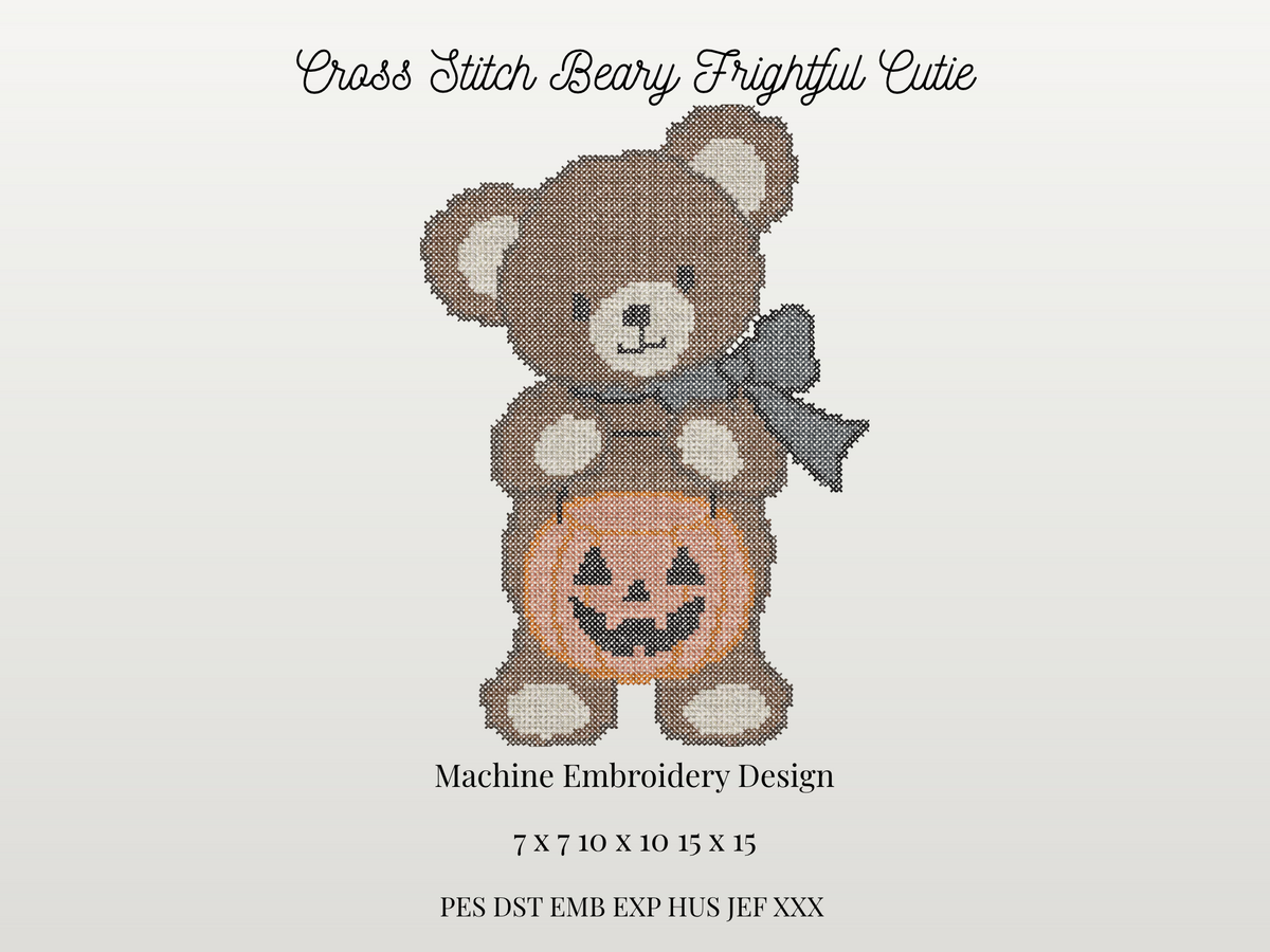 Cross Stitch Beary Frightful Teddy