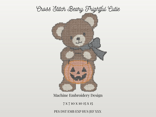Cross Stitch Beary Frightful Teddy