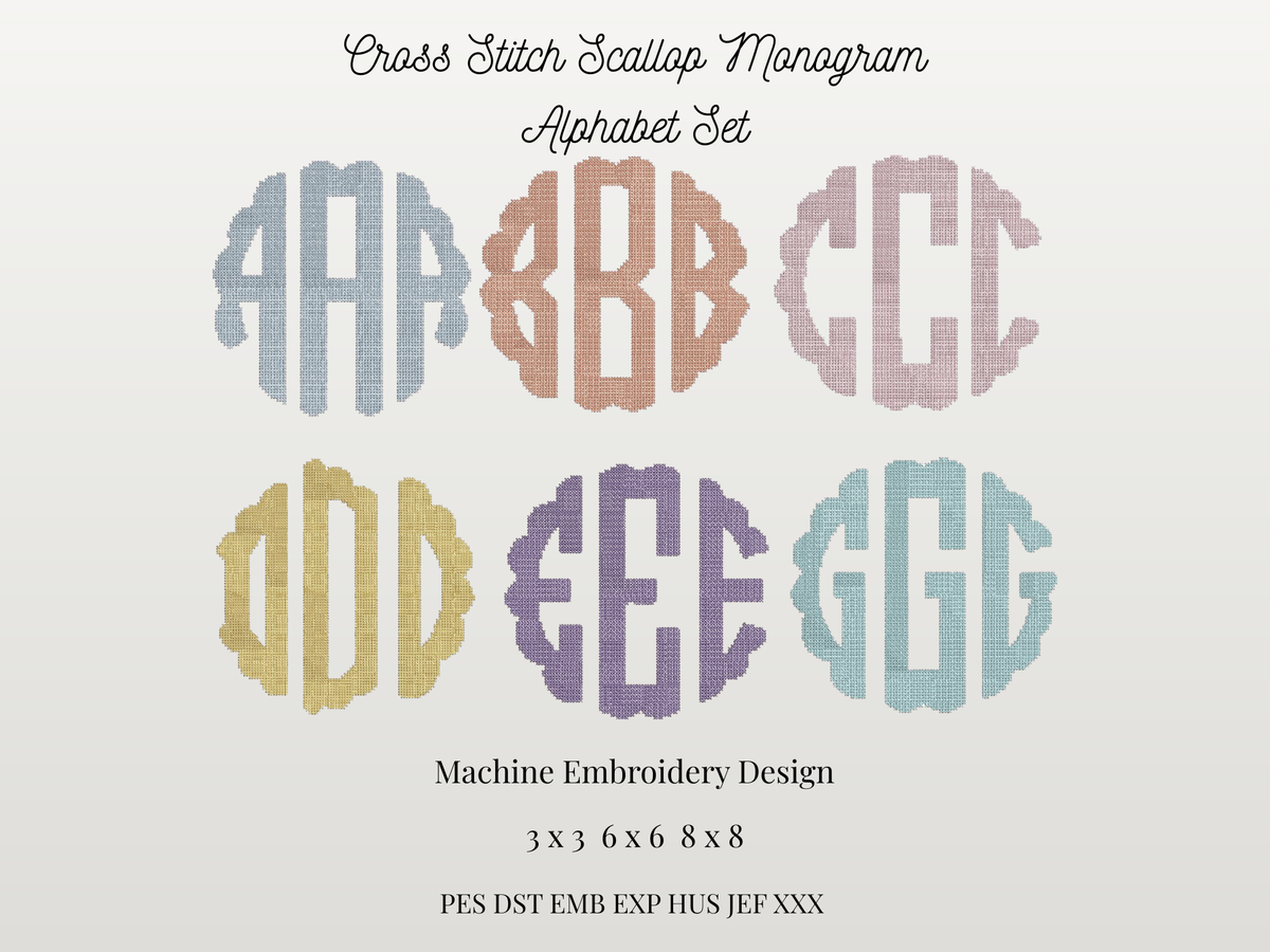 Cross Stitch Scallop Monogram