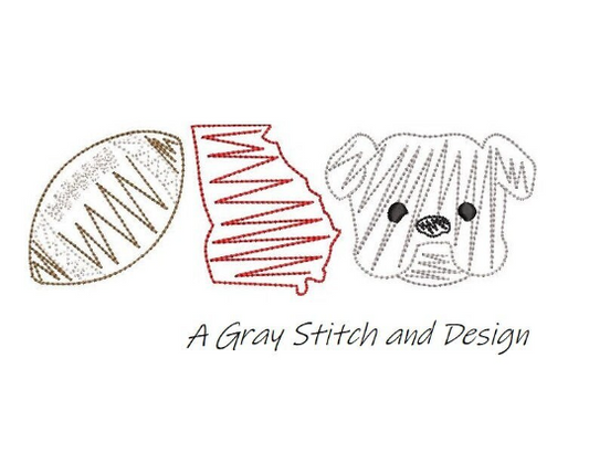 Bulldog Embroidery Design Quick Stitch Sketchy Trio