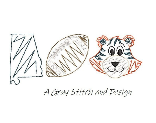 Tiger Embroidery Design Quick Stitch Sketchy Trio