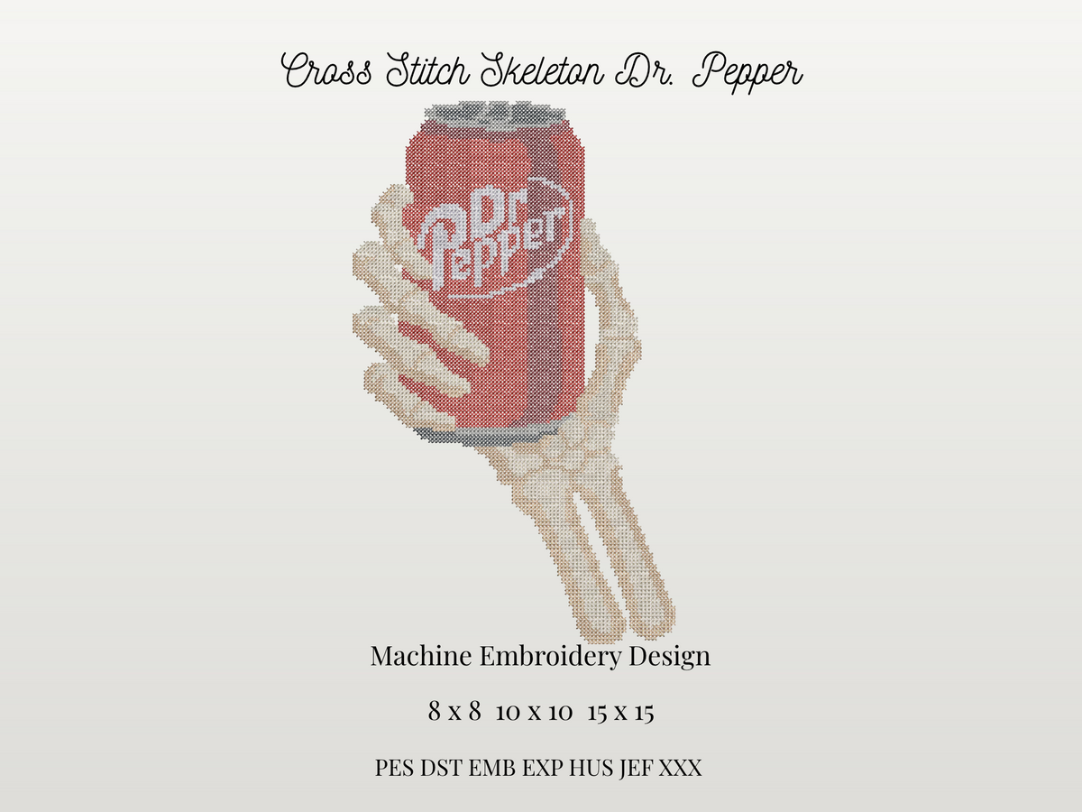 Cross Stitch Skeleton Dr. Pepper