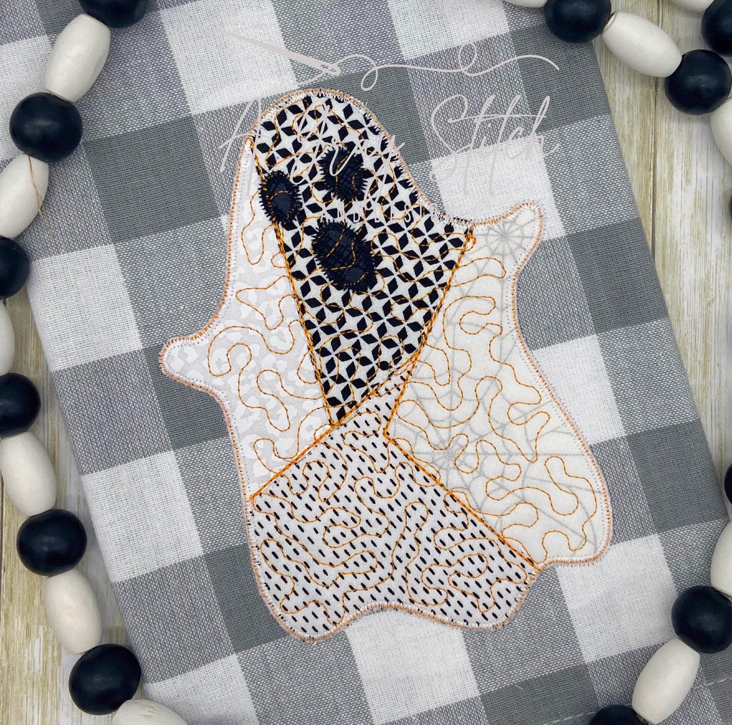 Quilted Patchwork Ghost Applique Design