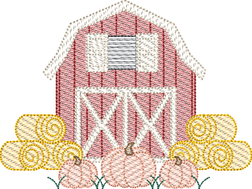 Sketch Fill Pumpkin Farm Scene Machine Embroidery Quick Stitch Design