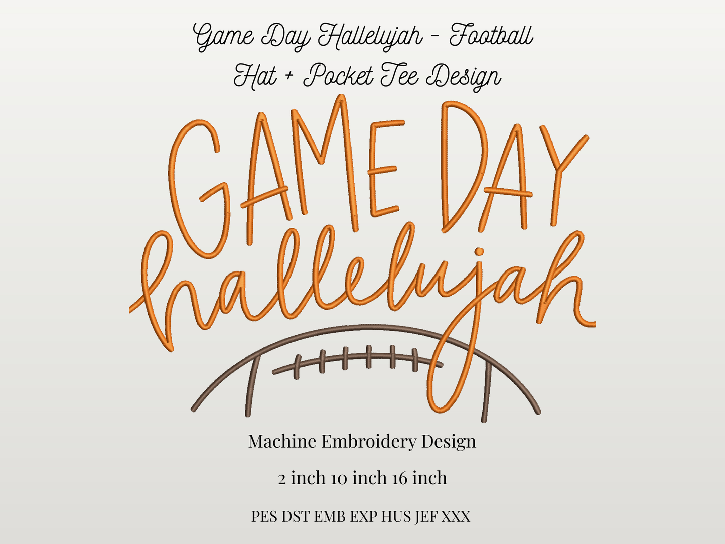 Game Day Hallelujah Embroidery Design | Football