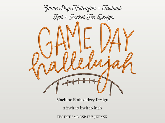 Game Day Hallelujah Embroidery Design | Football