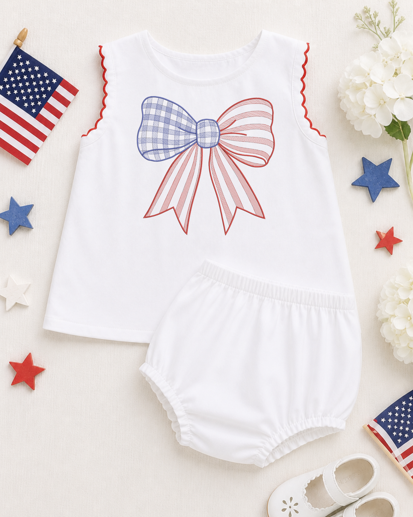 Gingham Stripe Sketch Bow