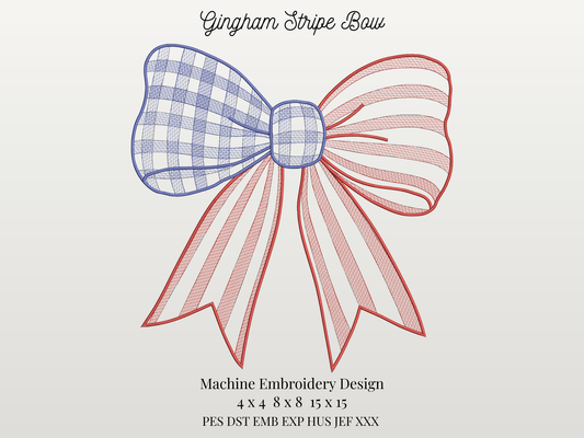 Gingham Stripe Sketch Bow