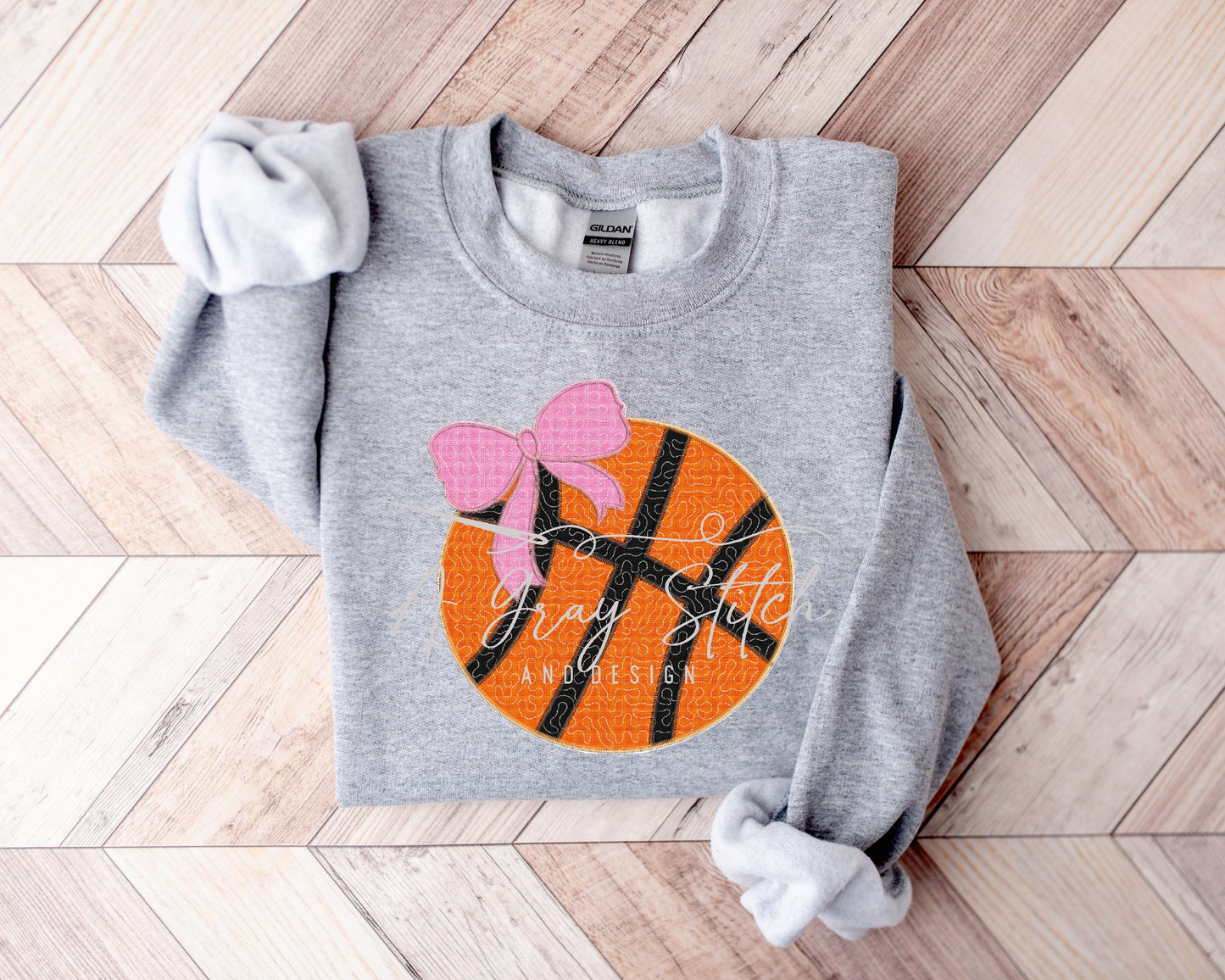 Quilted Basketball Coquette Bow Applique Design