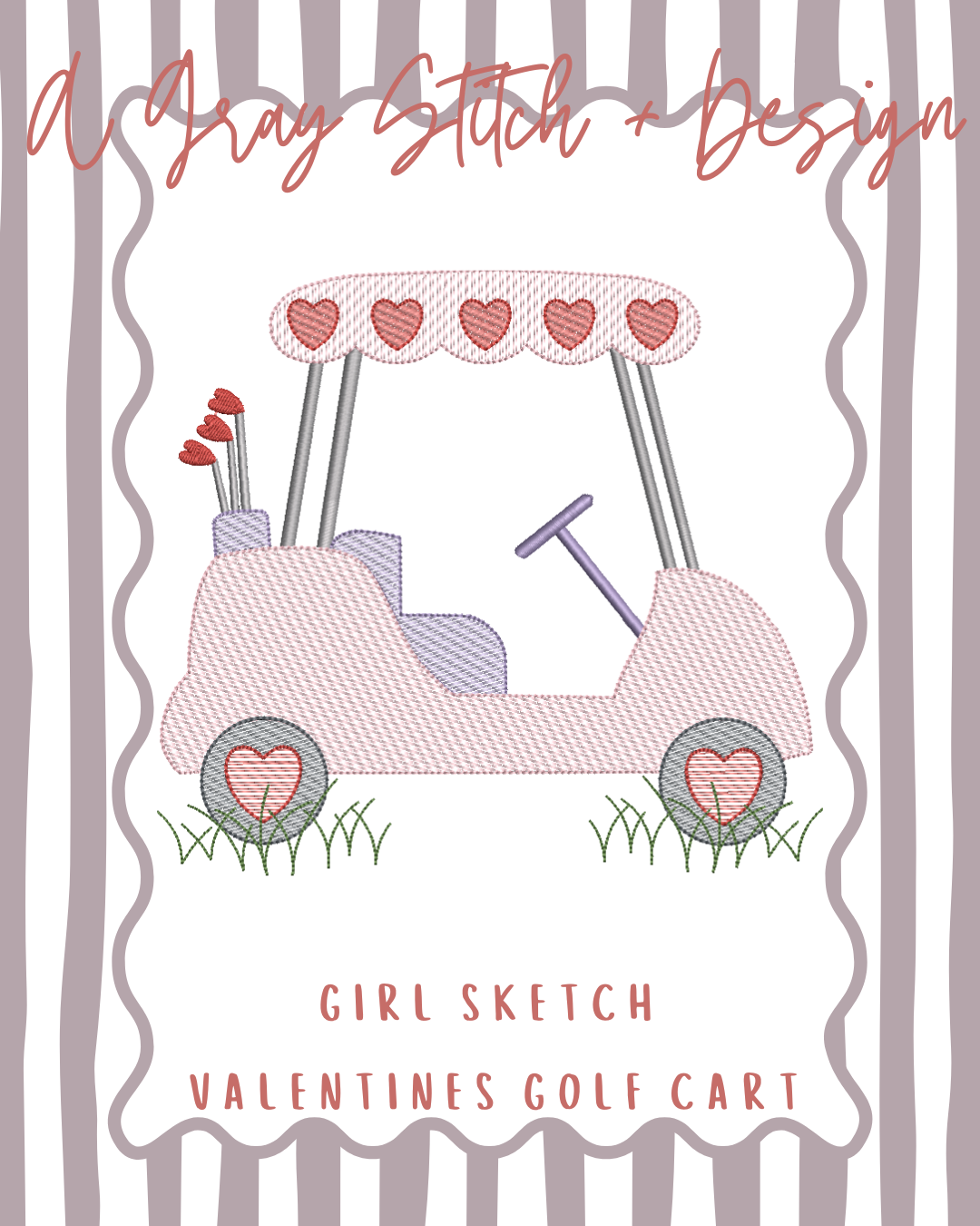 Sketch Girl Valentine Golf Cart