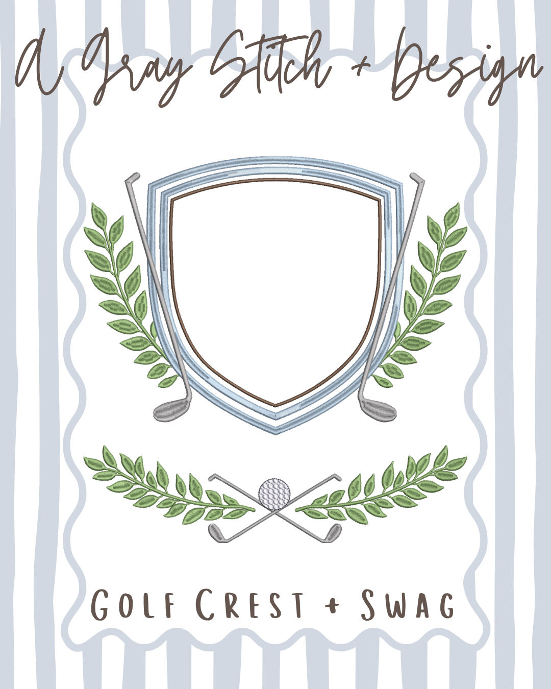 Golf Inspired Crest and Swag Set – A Gray Stitch and Design