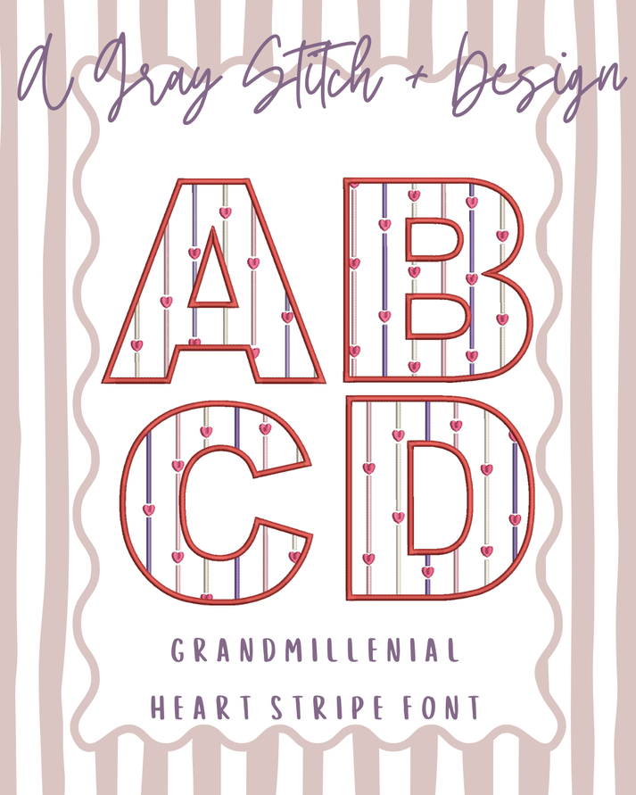 Valentine's Stripe Grandmillenial Font – A Gray Stitch and Design