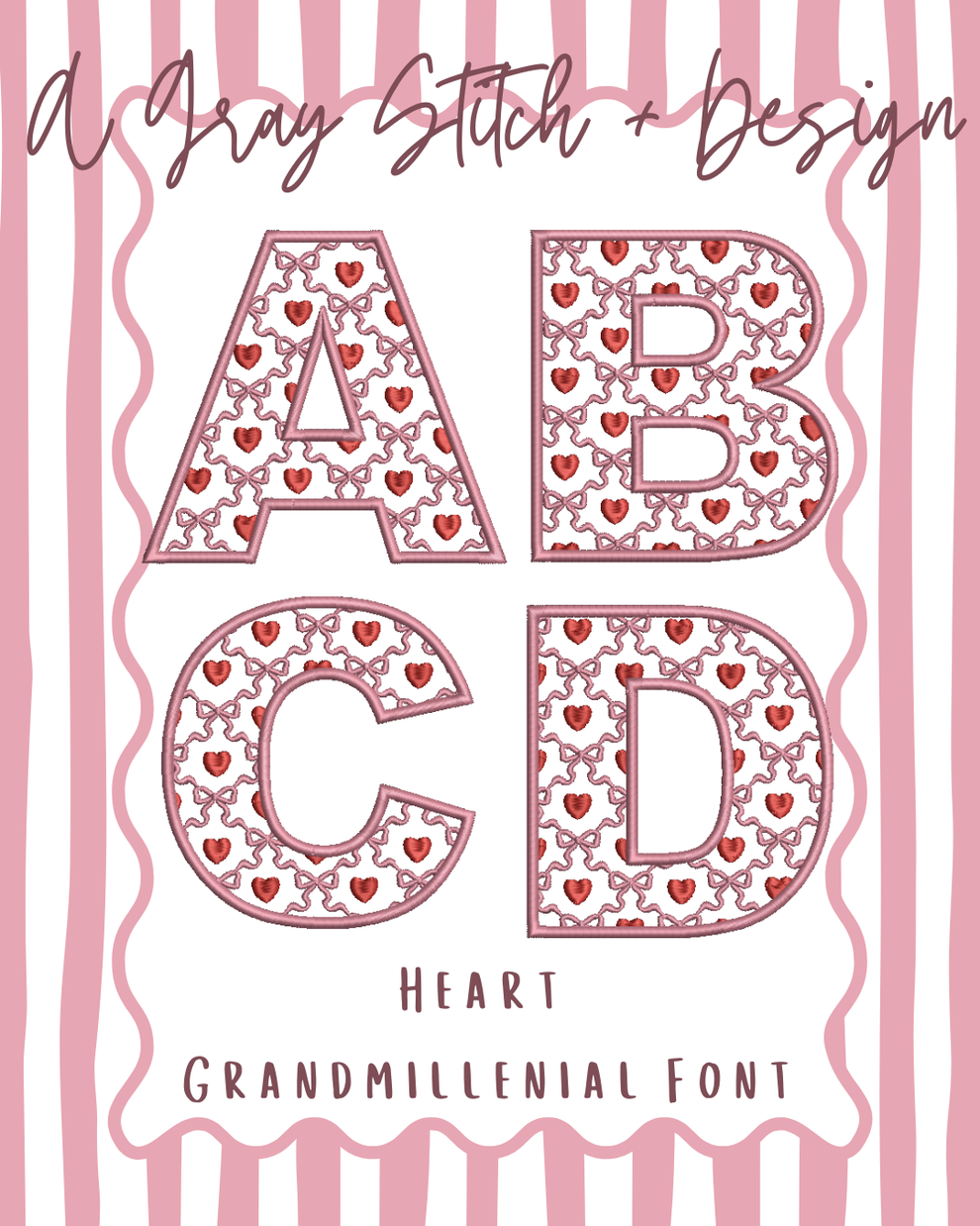Heart Grandmillenial Font – A Gray Stitch and Design