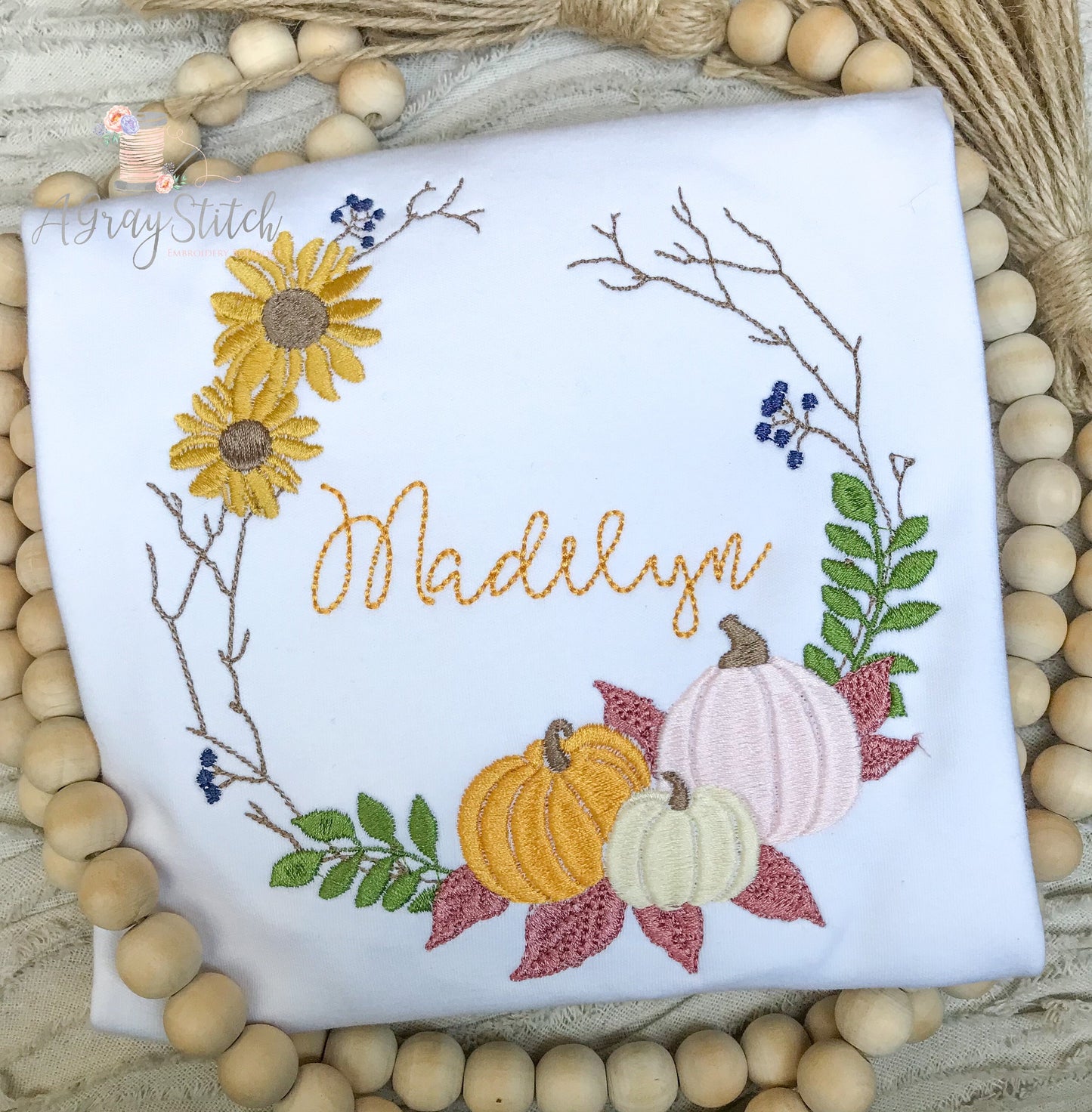 Fall Wreath Embroidery Design