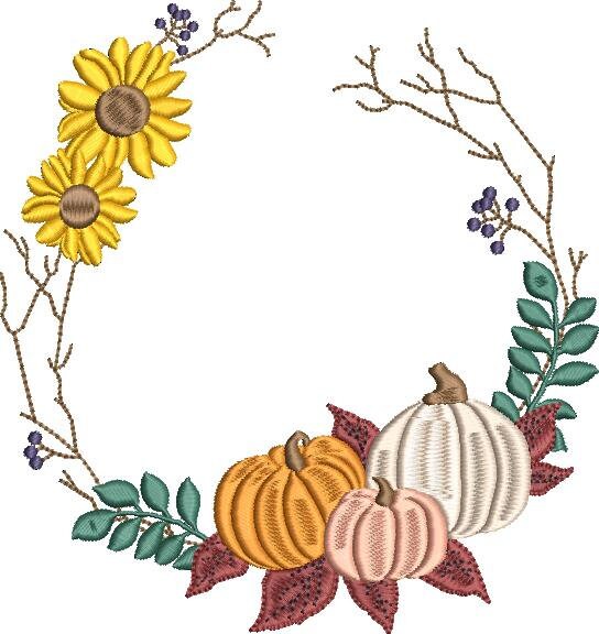 Fall Wreath Embroidery Design