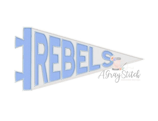 Rebels Pennant Flag Applique Machine Embroidery Design