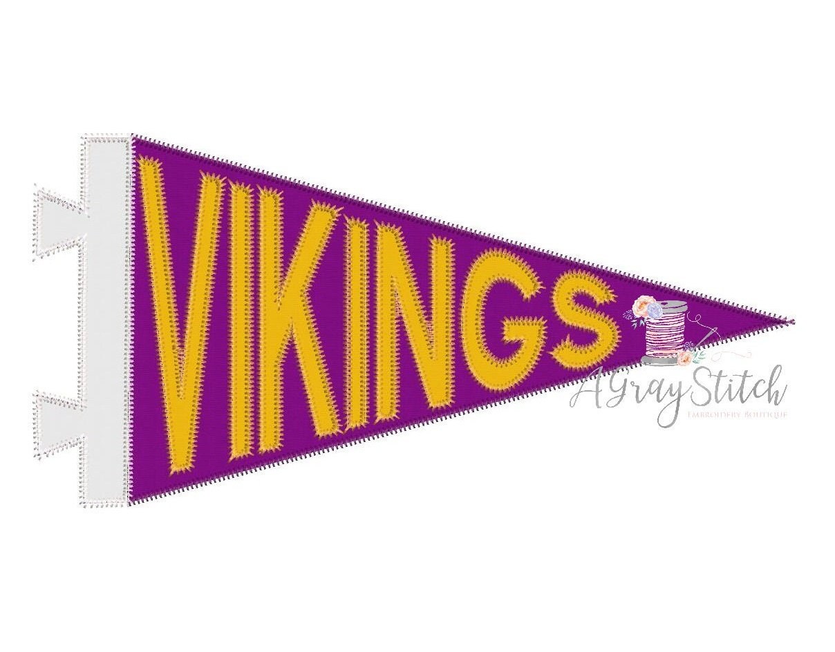 Vikings Pennant Flag Applique Machine Embroidery Design