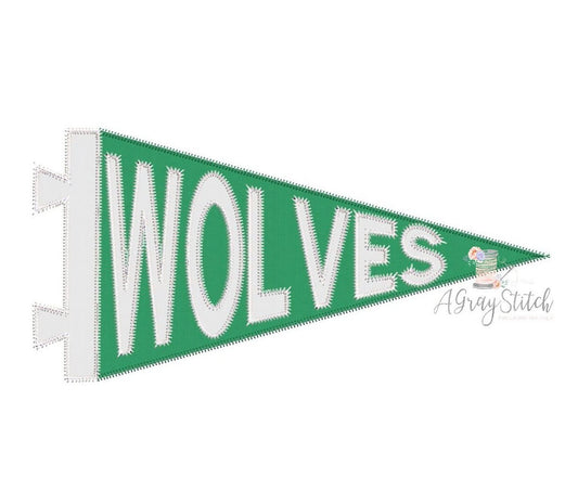 Wolves Pennant Flag Applique Machine Embroidery Design