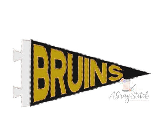 Bruins Spirit Pennant Flag Applique Machine Embroidery Design