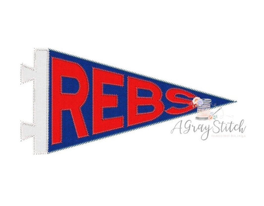 Rebs Pennant Flag Applique Machine Embroidery Design