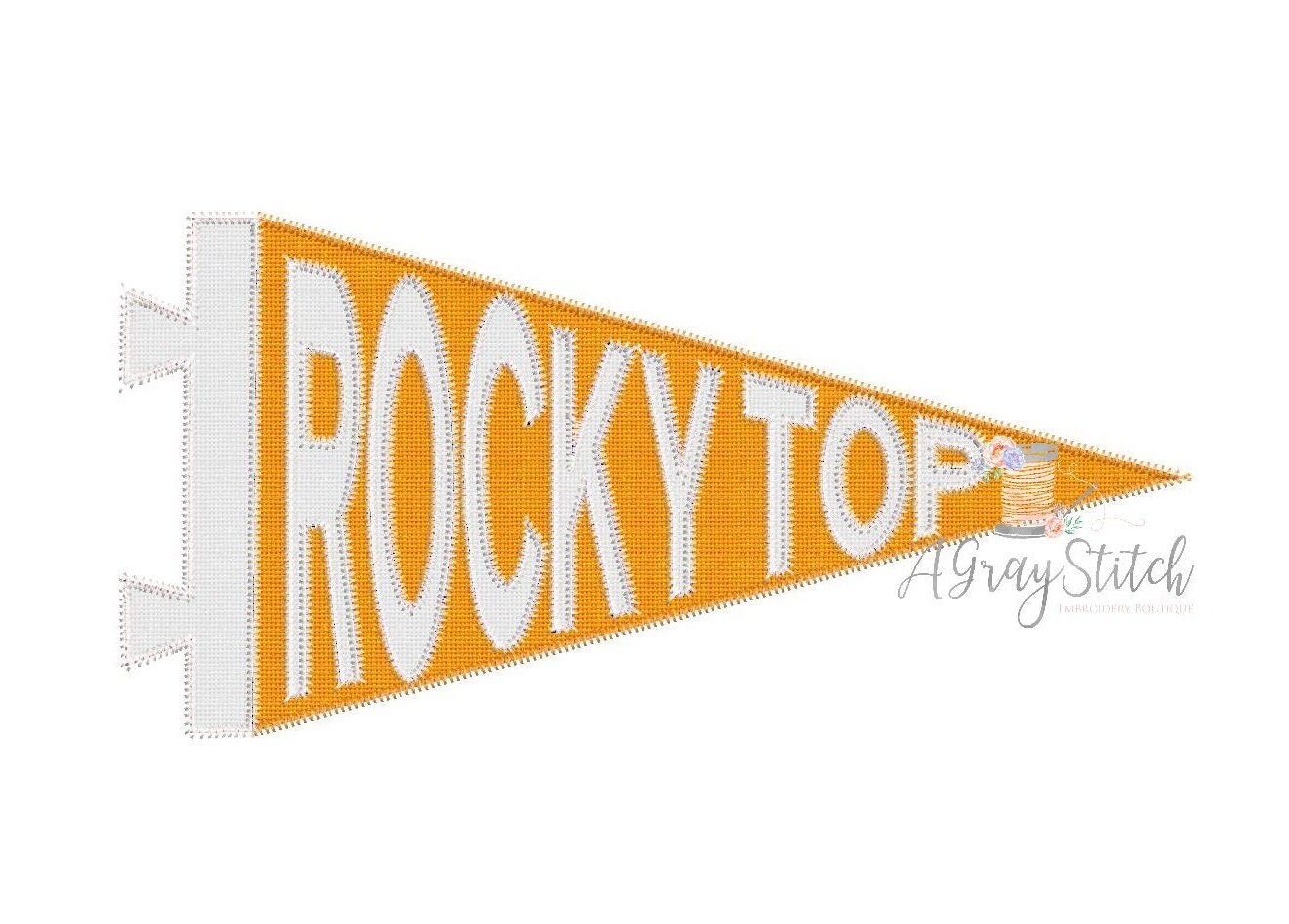 Rocky Top Pennant Flag Applique Machine Embroidery Design