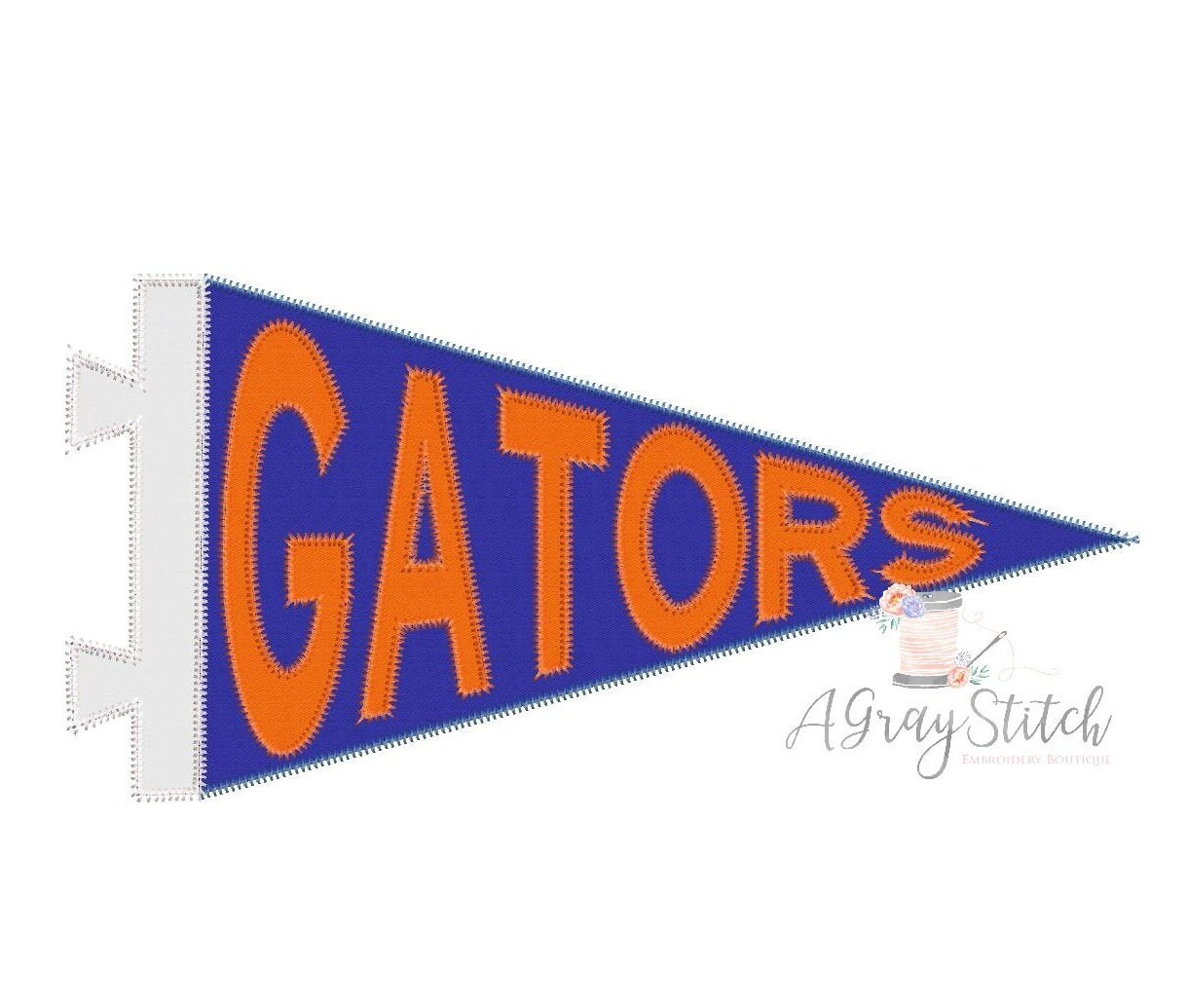 Gators Spirit Pennant Flag Applique Machine Embroidery Design