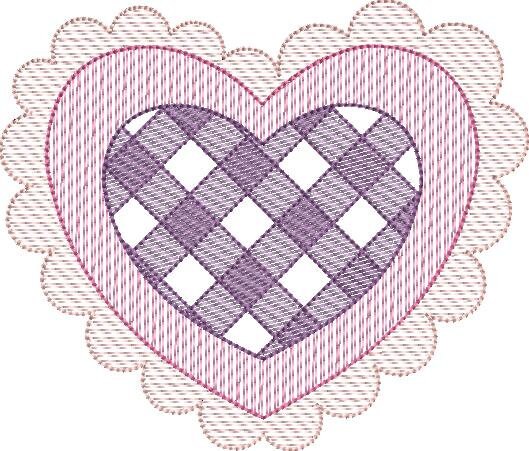 Sketch Fill Scallop Trimmed Layered Heart Valentine's Day Machine Embroidery Design Quick Stitch