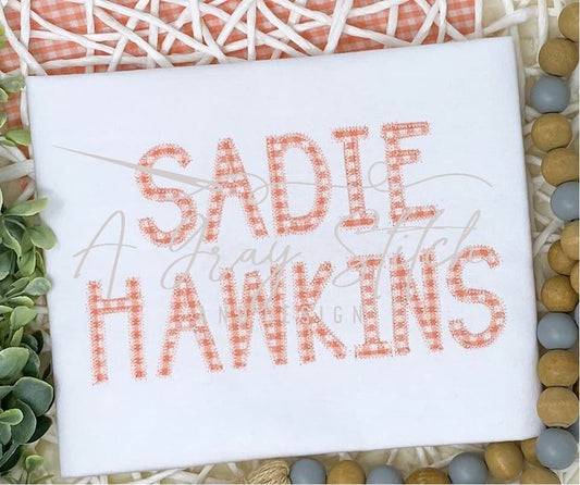 Zig Zag Sadie Hawkins Applique Font Machine Embroidery Alphabet