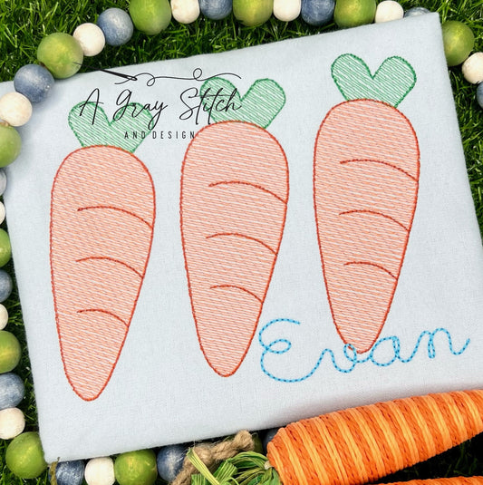 Sketch Fill Carrot Trio Quick Stitch Machine Embroidery Design