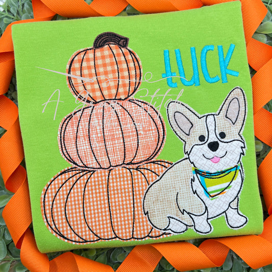 Corgi Pumpkin Stack Bean Stitch Design