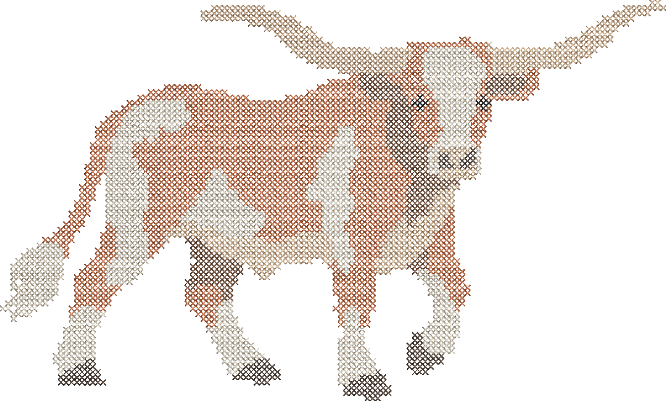 Cross Stitch Longhorn Mascot