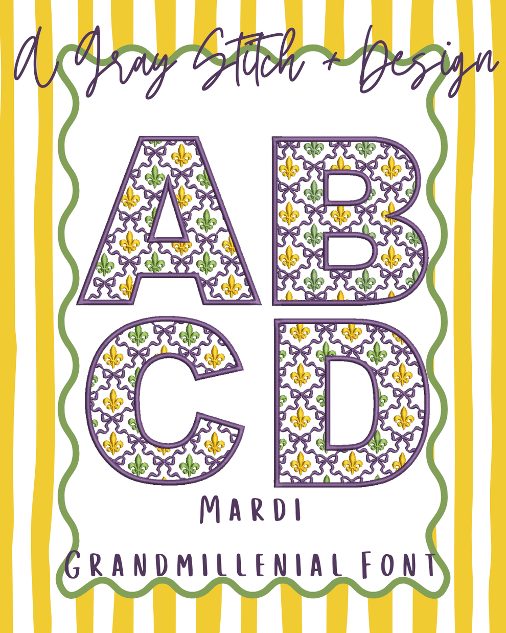 Mardi Gras Grandmillenial Font – A Gray Stitch and Design