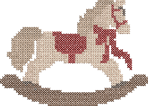 Mini Cross Stitch Rocking Horse for Ornaments