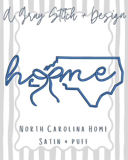 North Carolina Home 3D Puff and Satin