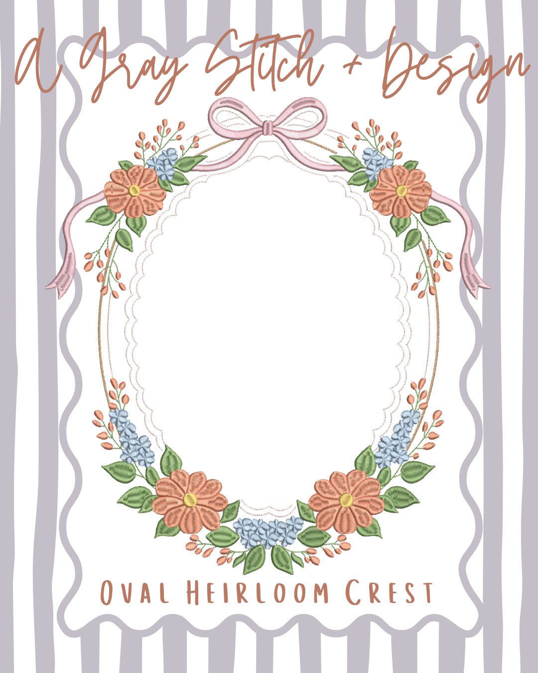 Oval Heirloom Floral Crest – A Gray Stitch and Design