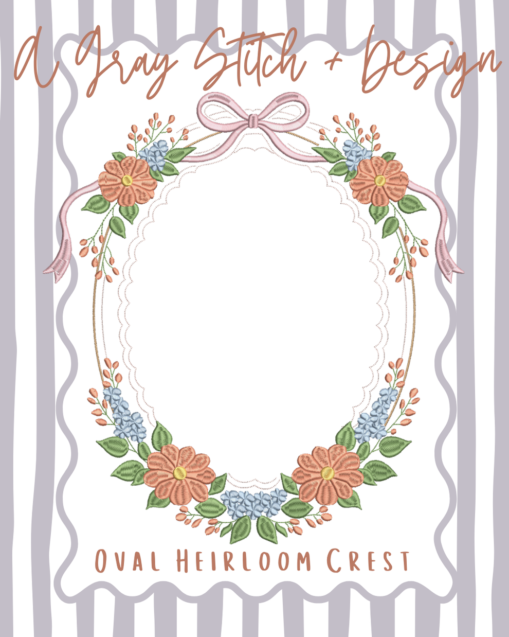 Oval Heirloom Floral Crest – A Gray Stitch and Design