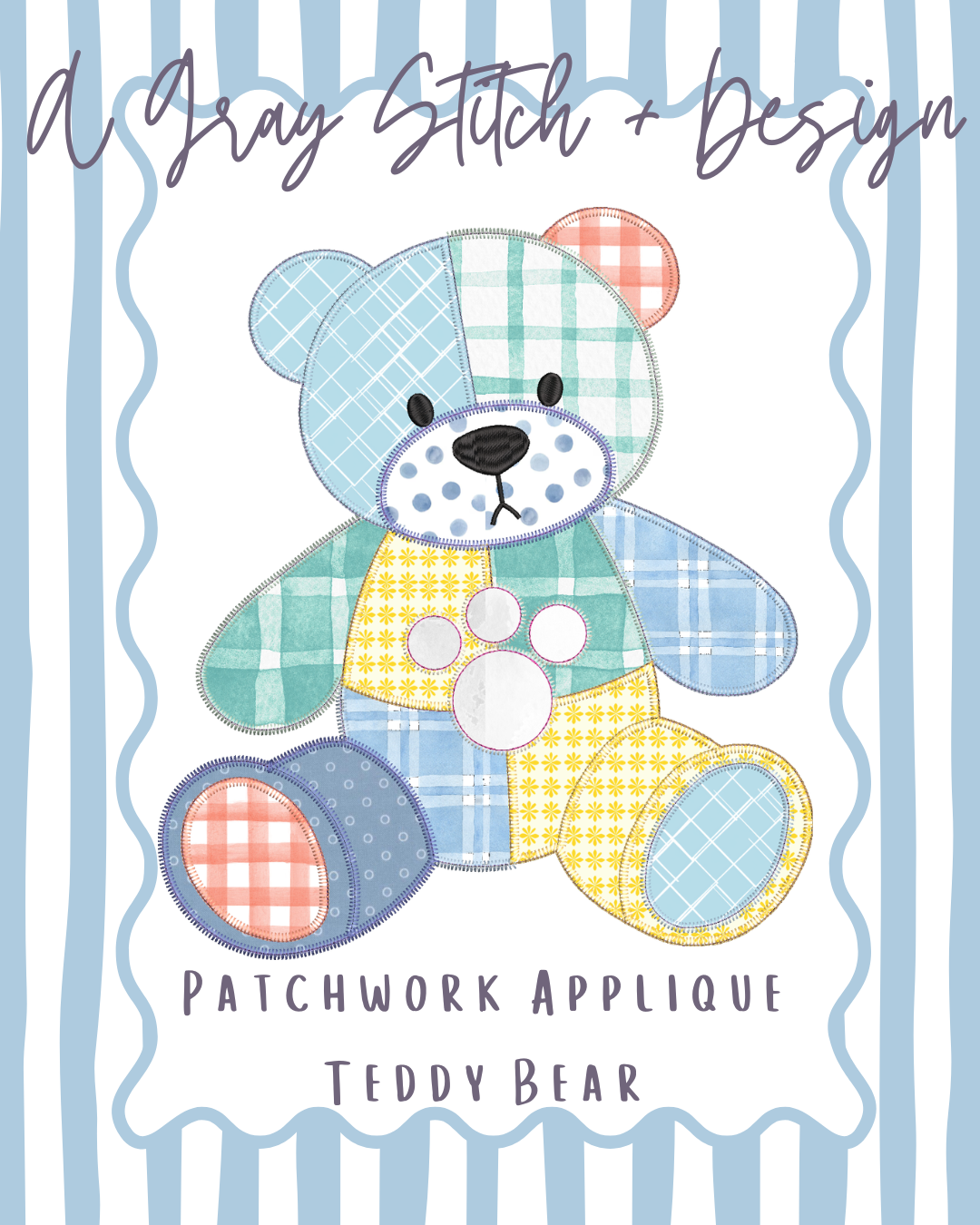 Patchwork Teddy Bear Applique