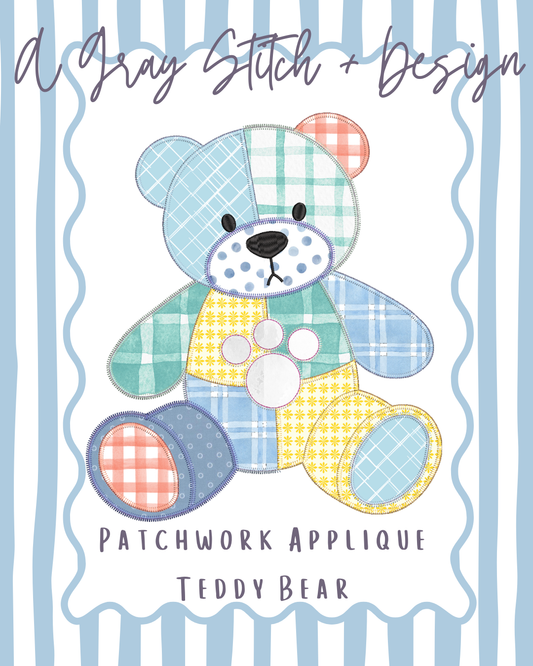 Patchwork Teddy Bear Applique