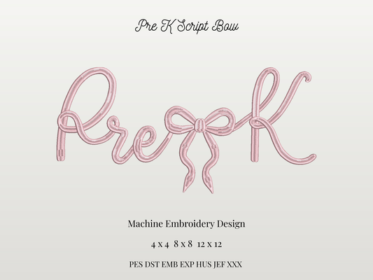Back to School Pre K Script Bow
