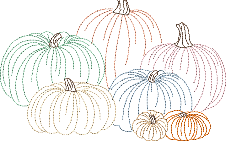 Pumpkin Bunch Vintage Stitch Quick Stitch Machine Embroidery Fall Design