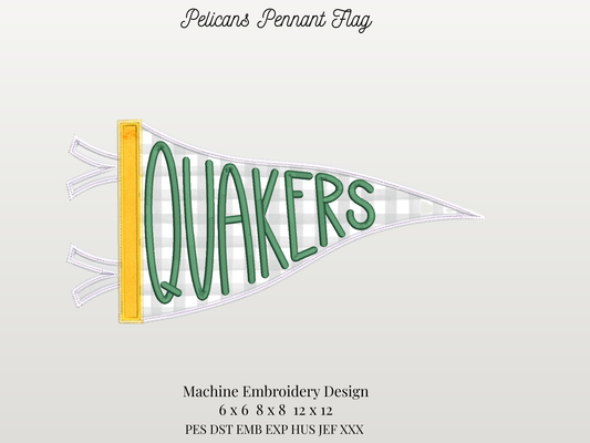 Quakers Handlettered Pennant Flag