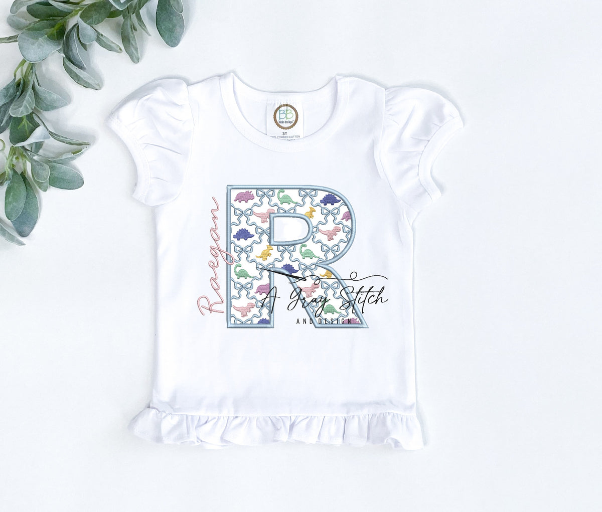 Girly Dino Grandmillenial Font Bow Font – A Gray Stitch and Design