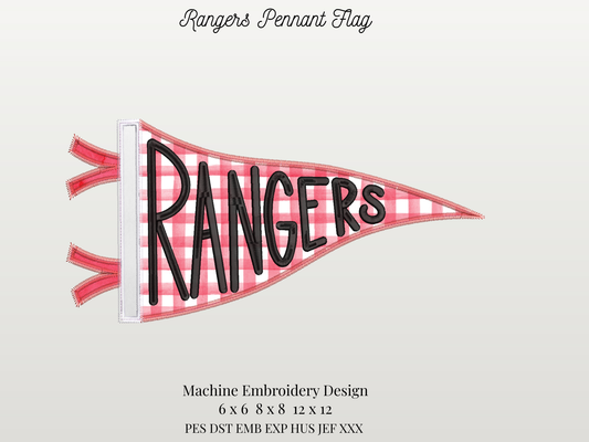 Rangers Handlettered Pennant Flag