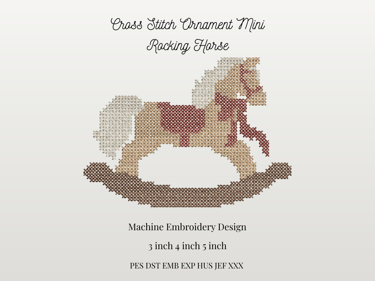 Mini Cross Stitch Rocking Horse for Ornaments